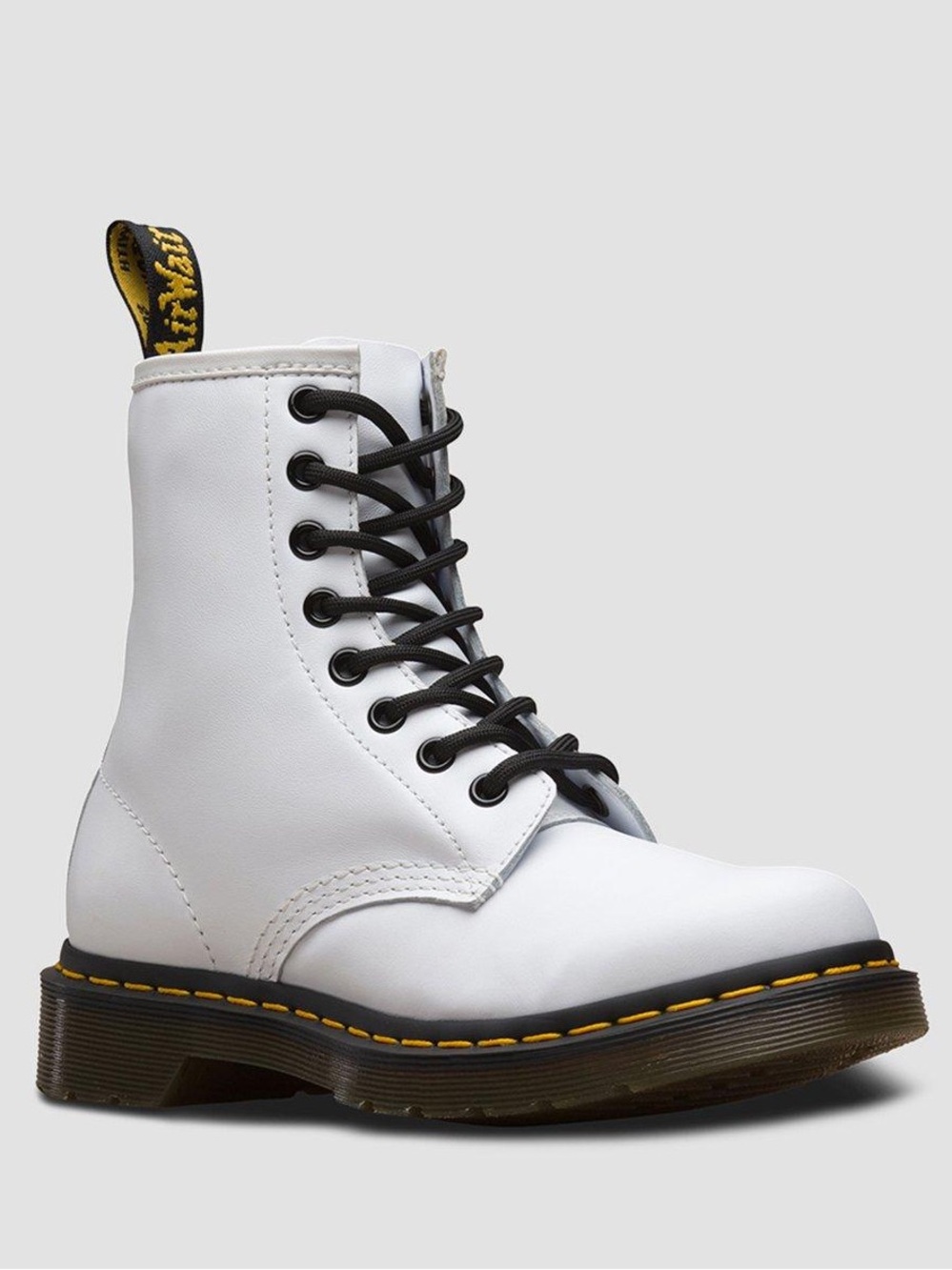 Dr. Martens 1460 White Leather Lace Up Boots Womens Size 8 Combat Grunge Emo Alt